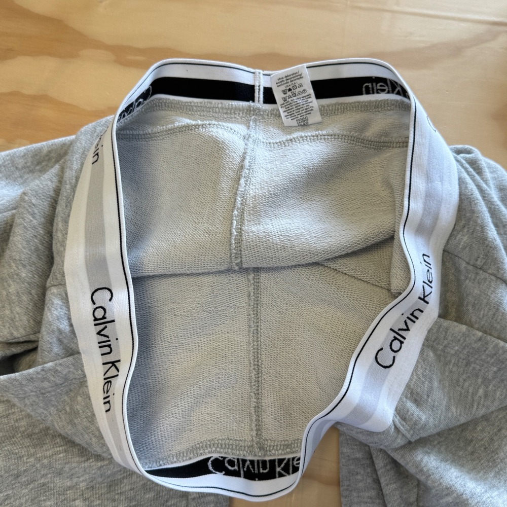 Calvin Klein Gray Fleece Joggers Logo Waistband Pajama Pants Large Loungewear - Picture 6 of 8